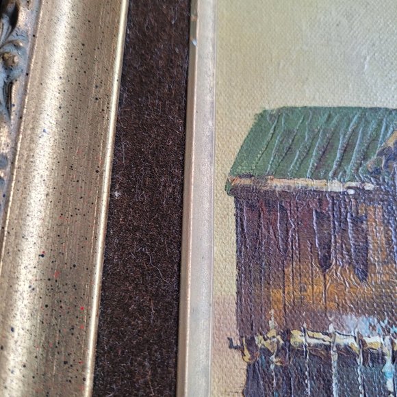 Vintage Mid-Century Original Framed Painting - Boat and water scene - Picture 9 of 16